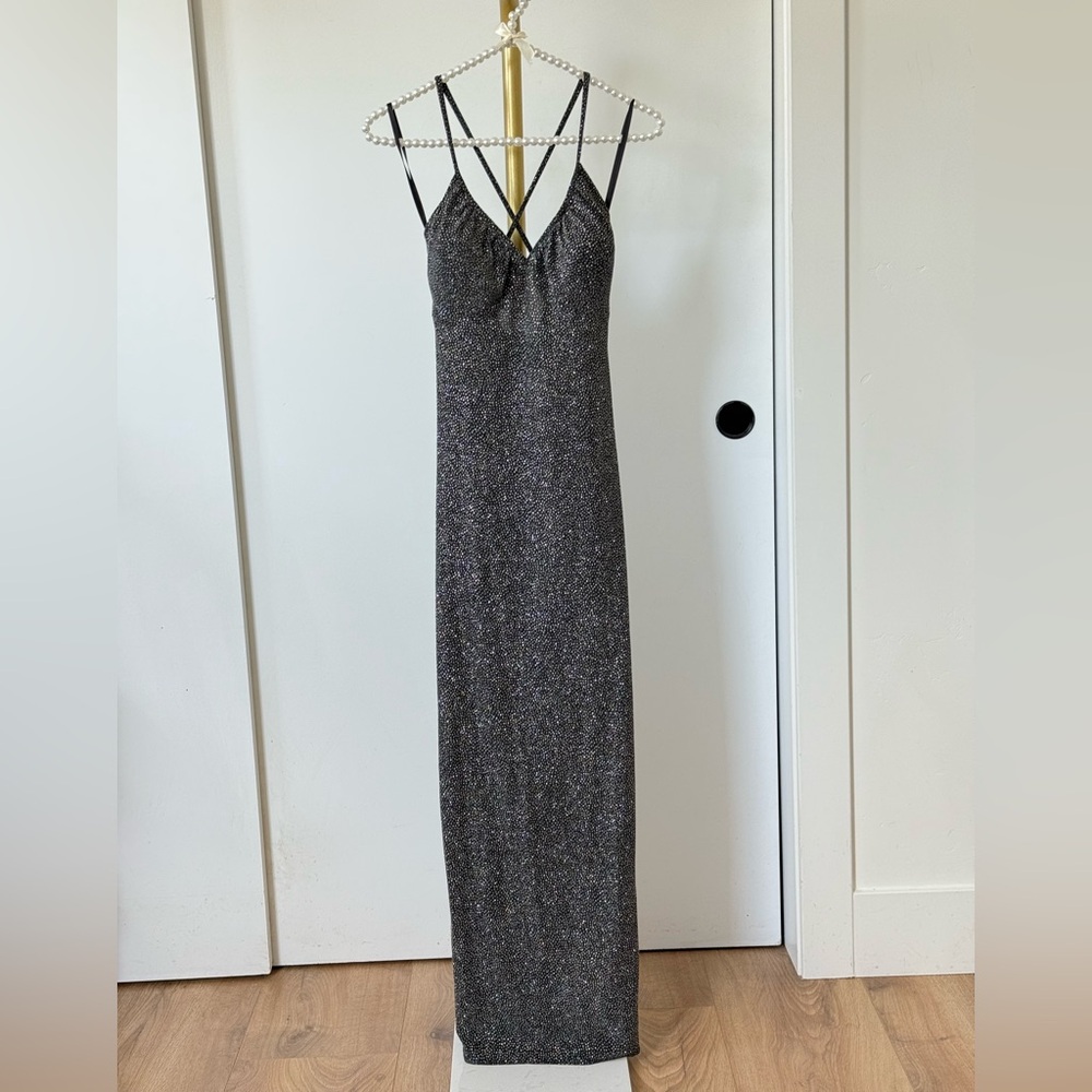Vintage Reggio Black/Grey Glitter Maxi Gown